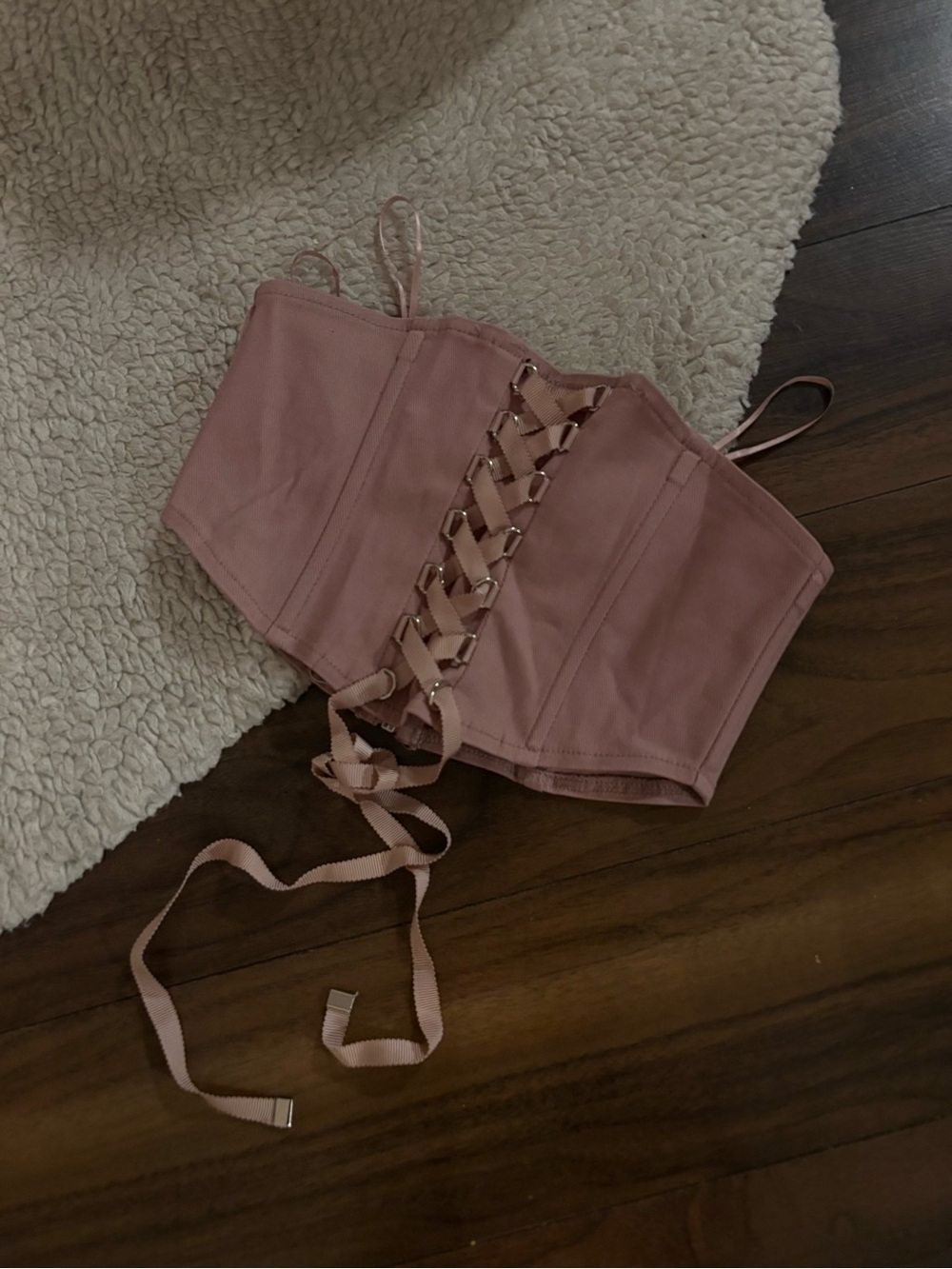 Dusty Pink Lace-Up Corset Belt – Size S
